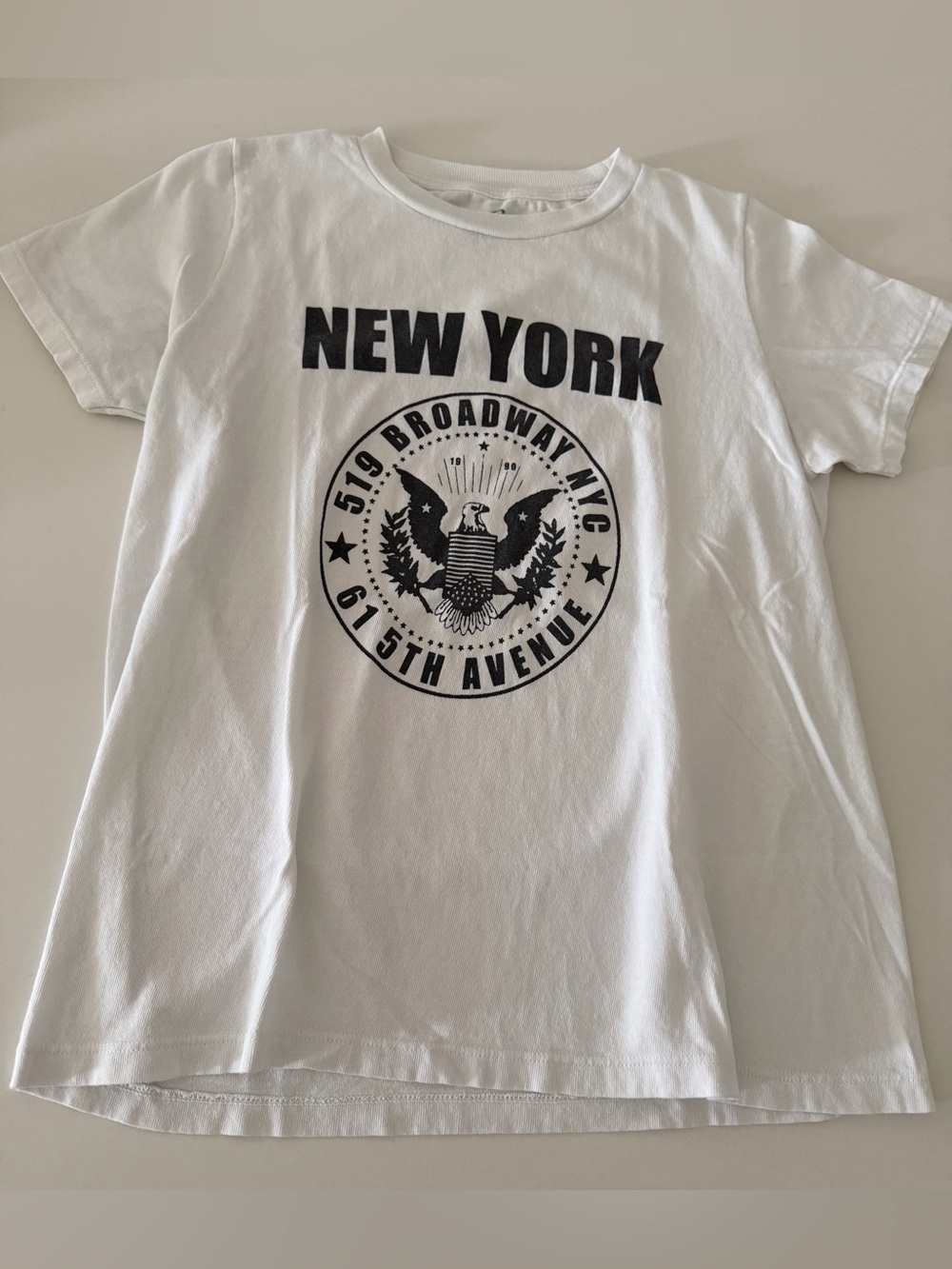 Brandy Melville White Tee with Black New York Graphic